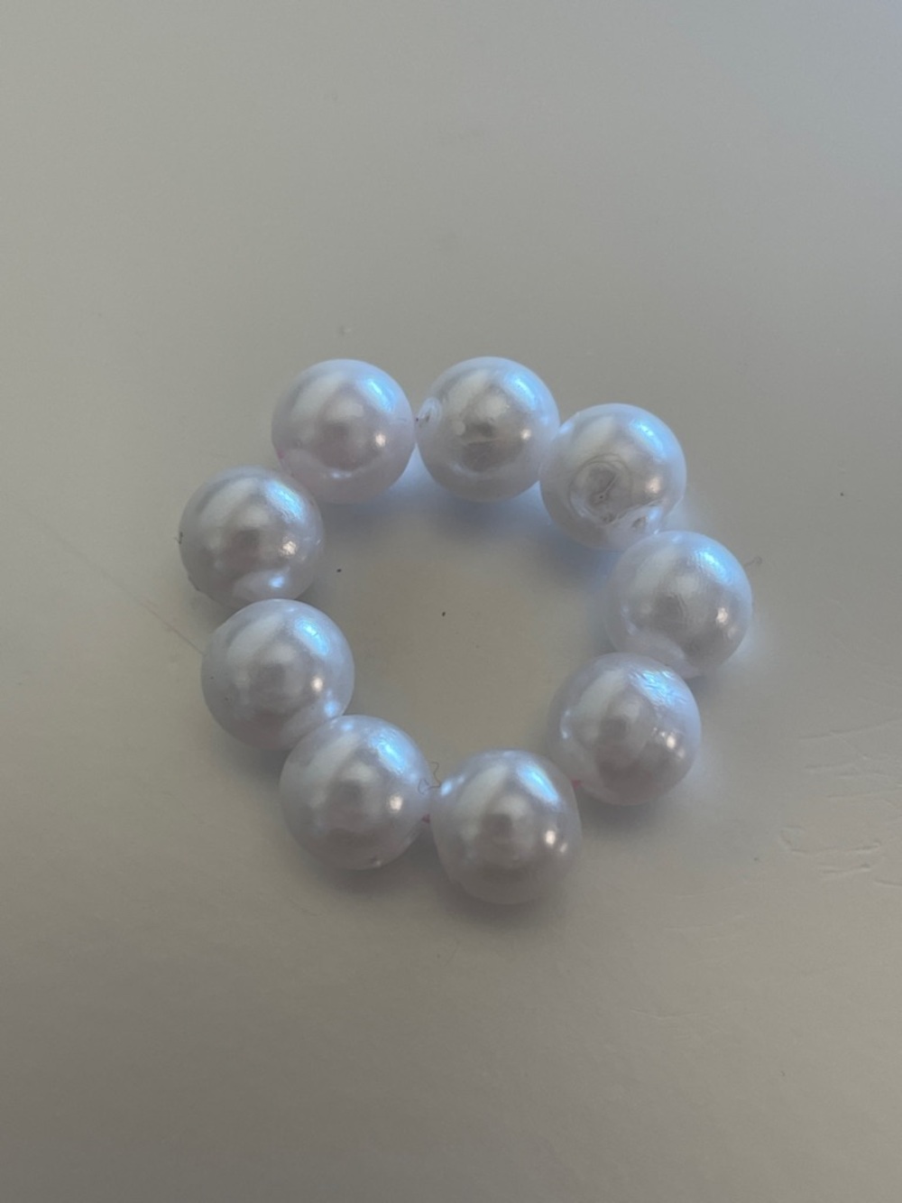 Classic Plastic White Pearl Stretch Bracelet